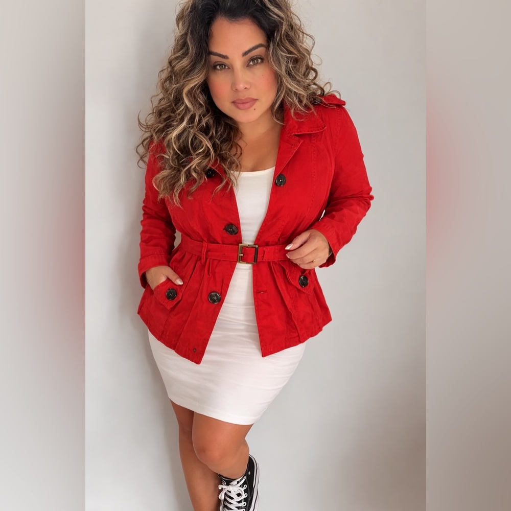 Forever 21 Red Belted Trench Coat